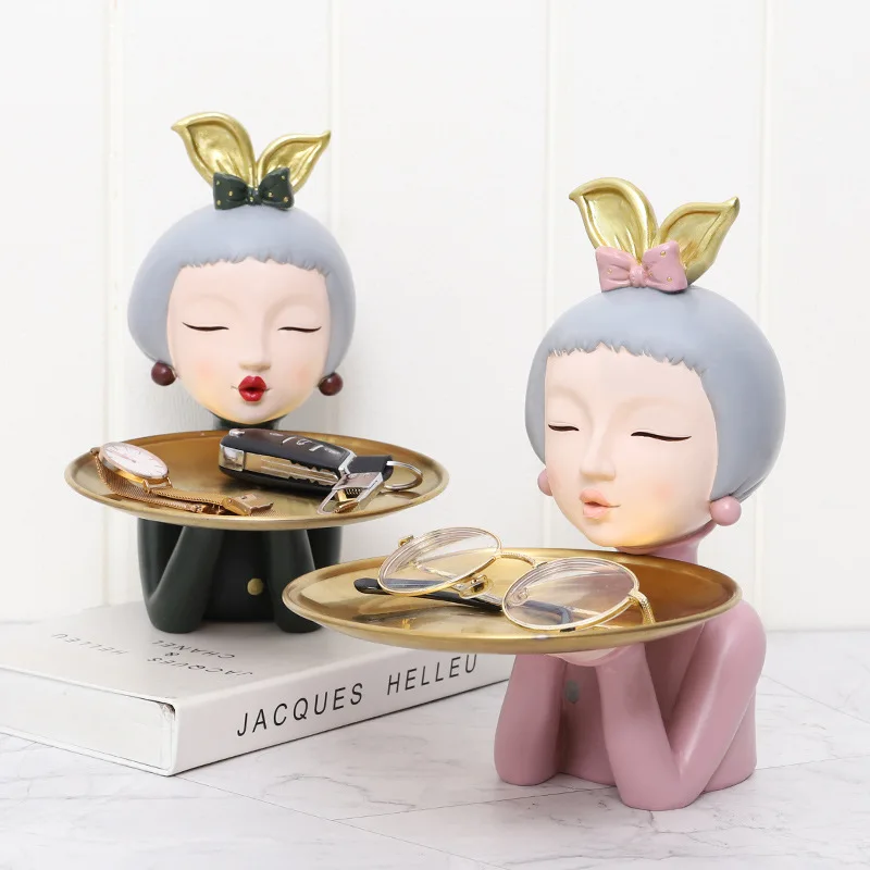 

Creative Retro Modern Girl Storage Tray Living Room Bedroom Coffee Shop Desktop Decoration