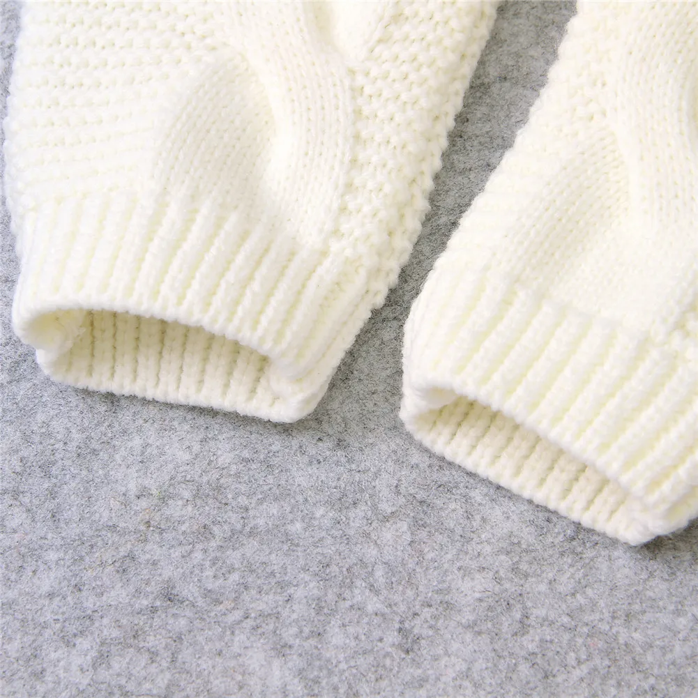 0-24M Autumn Winter Infant Kids Girls Boys Rompers Knit Solid Long Sleeve 3D Ears Hooded Jumpsuits Clothes