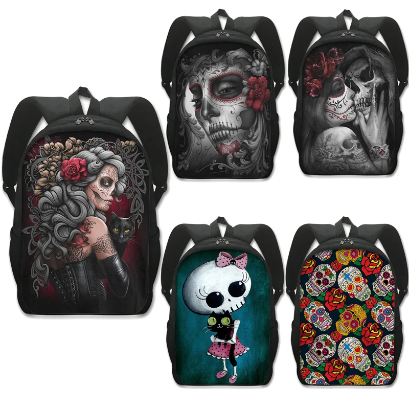 

Темный готический рюкзак с ангелом/мрачным черепом для мальчиков-подростков, детские школьные ранцы, женский рюкзак в стиле панк, дорожные ...