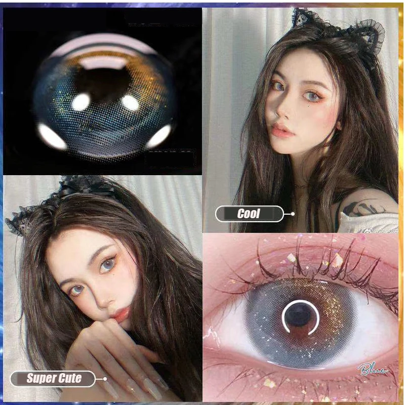 

Косплей, для глаз, мягкие, для больших учеников, цвет 2, цветные контактные линзы градусов, по рецепту, для близорукости, Хэллоуина, шт./пара