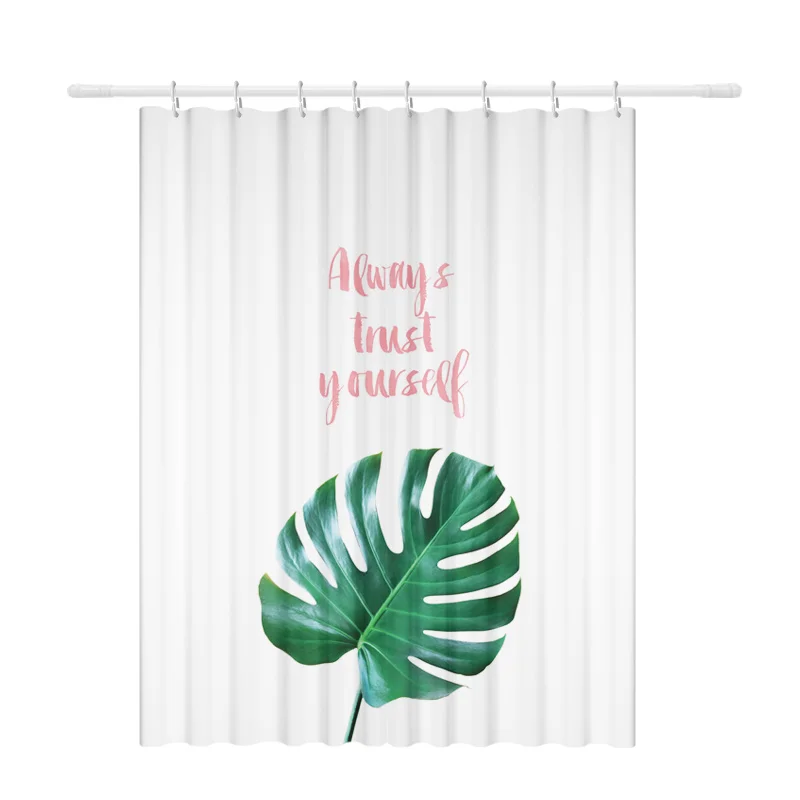 

Cute Cartoon Shower Curtain Thicken Waterproof Aesthetic Tropical Plant Washable Bathroom Curtain Cortina Shower Curtain DA60YL