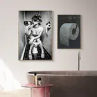 Современная унитаза сексуальная женщина холст печать бар девушка питьевой ванной картина плакат Модный черный белый рулон бумаги Картина декор
