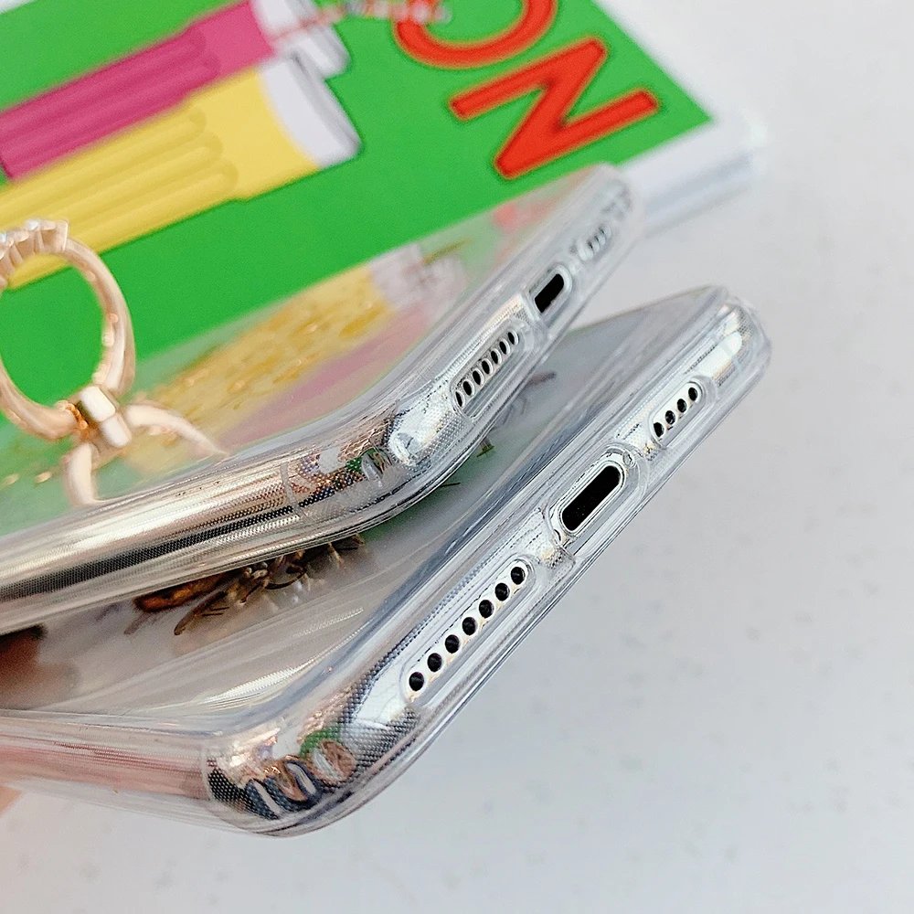 Прозрачный чехол с кольцом подставкой и золотым ананасом для iPhone 12 11 Pro Max Mini XR X XS 7