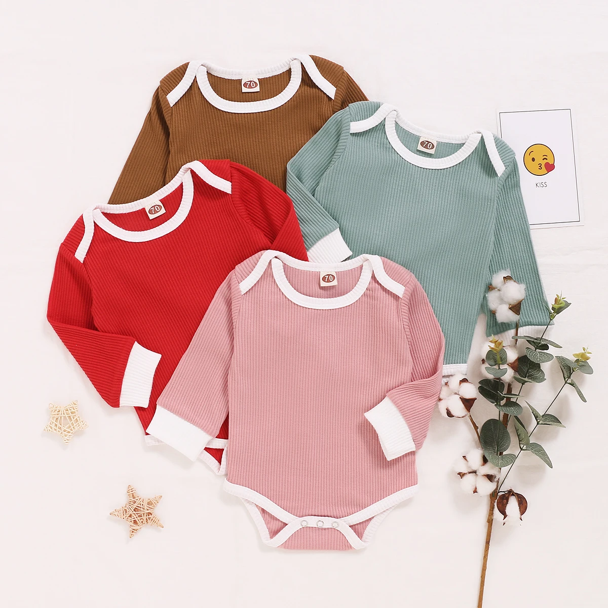 

Baby Spring Autumn Clothing 0-18M Toddler Baby Kid Girl Boy Ribbed Rompers Solid Long Sleeve Jumpsuit Outfit New Born Clothes