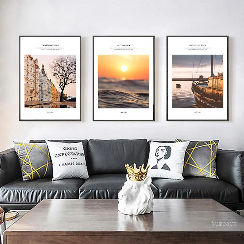 Современная британская архитектура скандинавский закат Лодка на стену