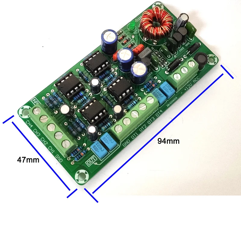 4 канальная двойная Плата усилителя OP автомобильный предусилитель Передняя
