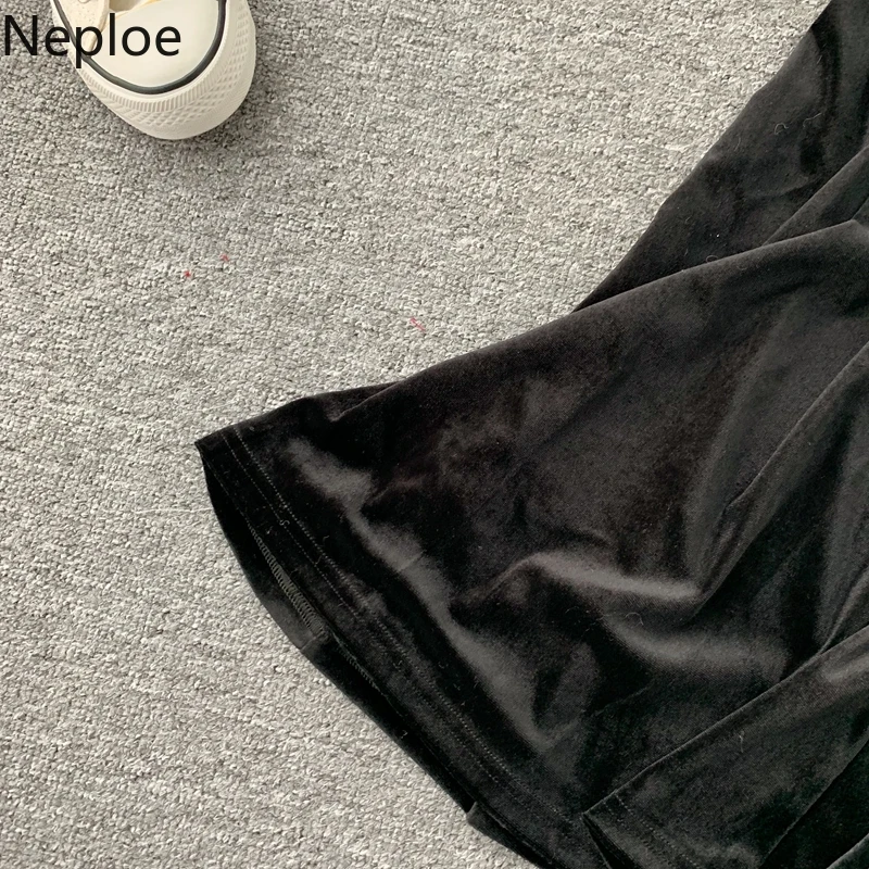 Neploe бархатное платье с v-образным вырезом, с высокой талией, на бедрах, с пуговицами, вечерние, Ретро стиль, однотонное, ТРАПЕЦИЕВИДНОЕ, длинное, Ropa, осень, весна 47925