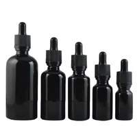 5ML 10ML 15ML 30ML 50ML 100ML Shiny Black Glass Cosmetic Essential Oil Bottle Empty Liquid Dropper Storage Bottle Makeup Tool