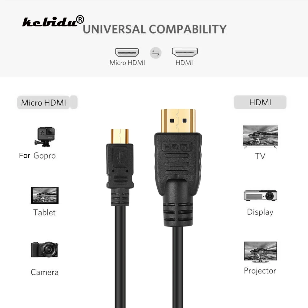 Новый оригинальный высокоскоростной 1 5 м Черный Micro USB к HDMI совместимому кабелю