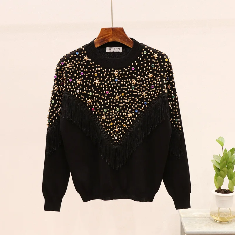 Женский трикотажный комплект из двух предметов пуловер с длинным рукавом и