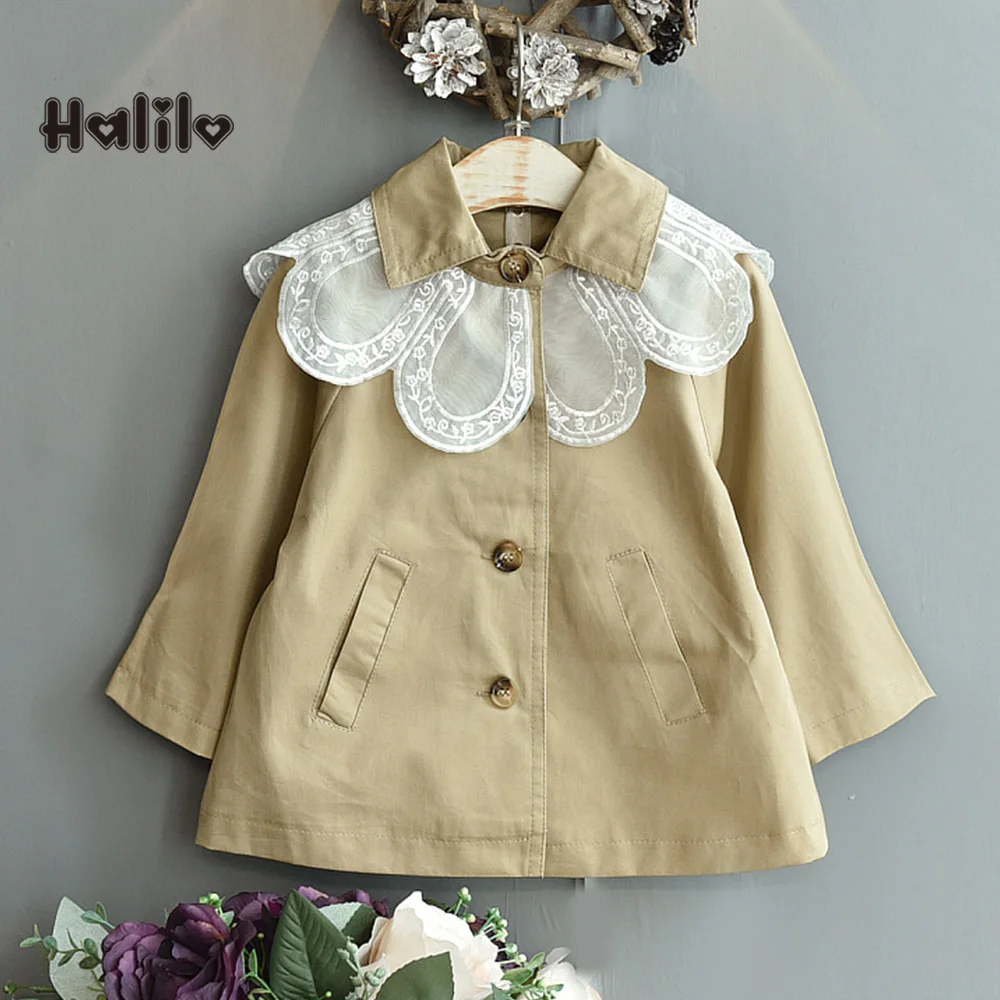 

Детское демисезонное пальто с отложным воротником для девочек