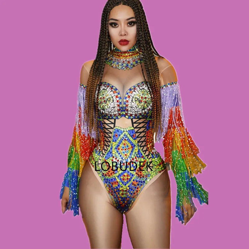 Боди с бахромой и блестящими кристаллами разных цветов|Боди| |