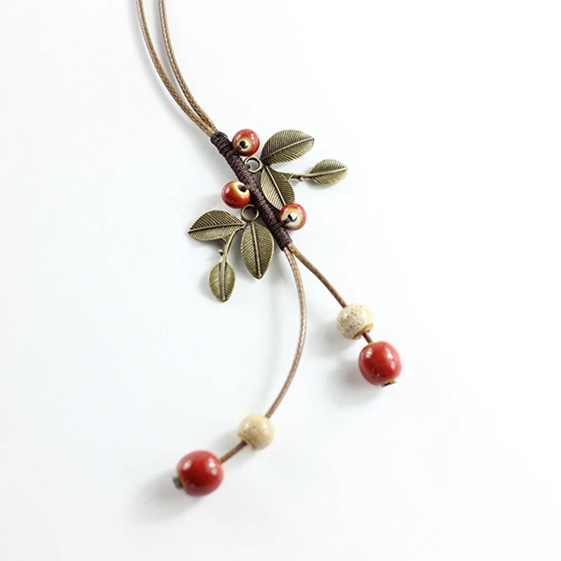 Модные керамические ожерелья ручной работы с подвесками в виде листьев для