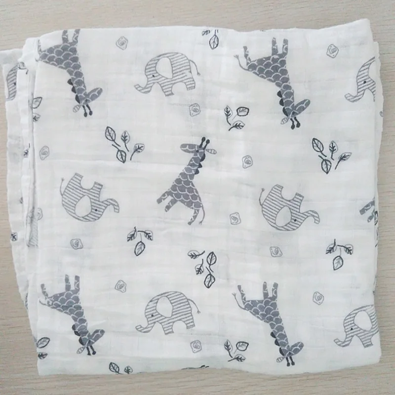 Giraffe Муслиновое одеяло, хлопок, детские пеленки, 120*120 см, мягкое одеяло для новорожденных, s, для ванны, марля, для младенцев, Детская накидка, спальный мешок, чехол для коляски - Цвет: Giraffe