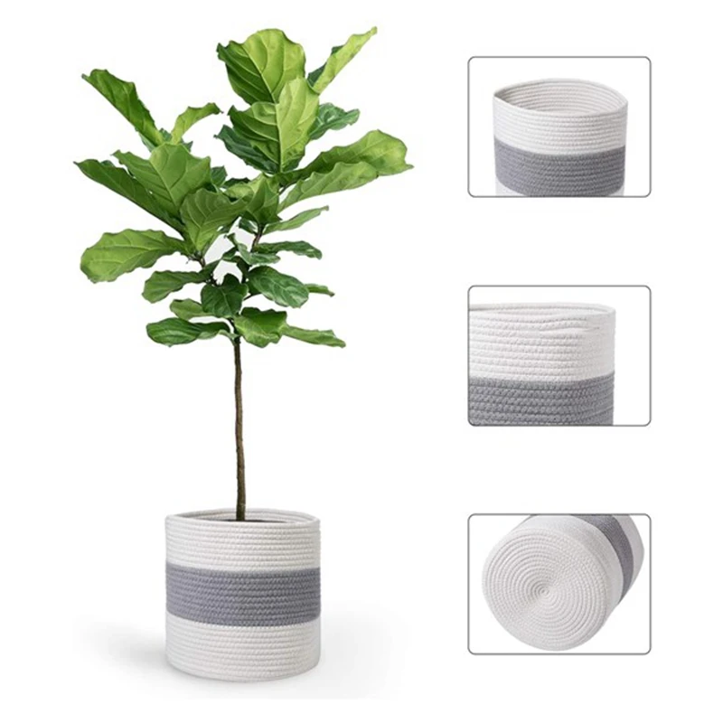 2 шт. садовые горшки из хлопчатобумажного каната завод корзина плетеная для