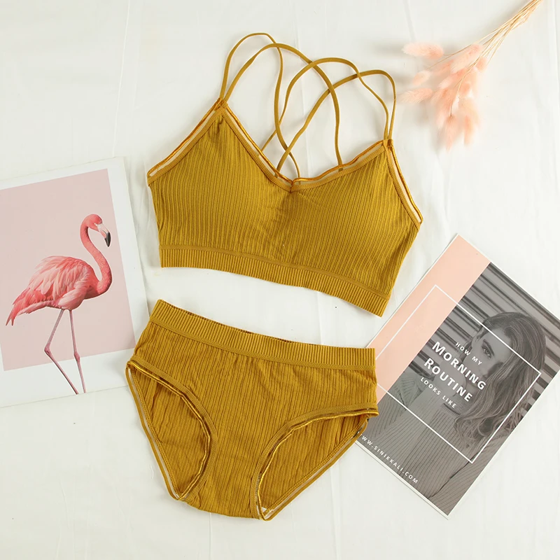 SALSPOR Женские однотонные комплекты нижнего белья бесшовные с перекрестными