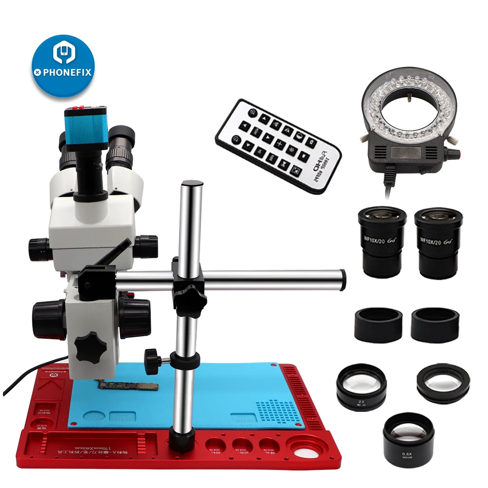 

Simul Focal Trinocular Stereo Microscope 3.5X-90X 21MP HDMI Digital Camera LED lighting Phone Repair Soldering welding tool
