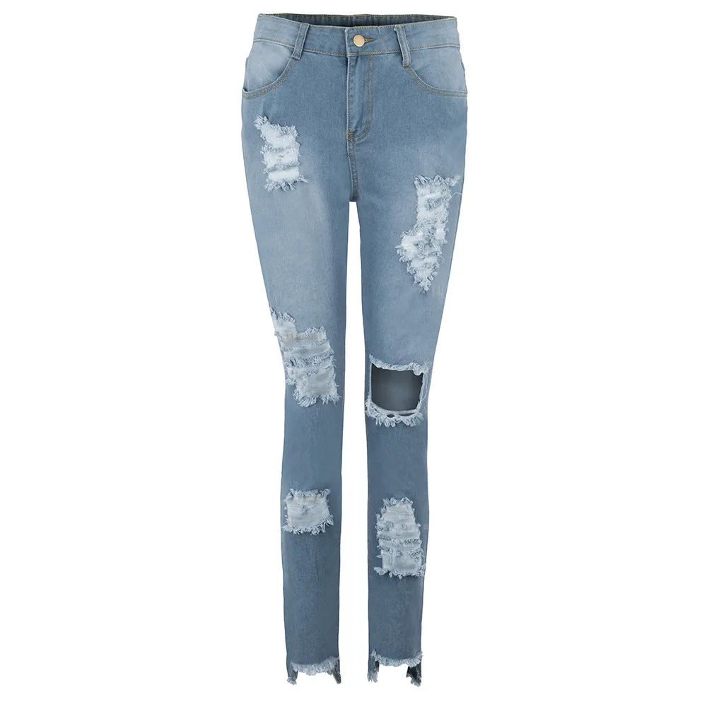 

Fashion Women Jeans Denim Hole Female High Waist Stretch Slim Sexy Pencil Pants