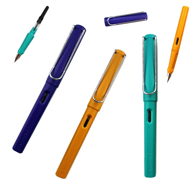 

2020 New Arrival Creative Hollow Out Clip Plastic Fountain Pen Student Posture Correction 0.38mm 0.5mm Ink Pens Stationery