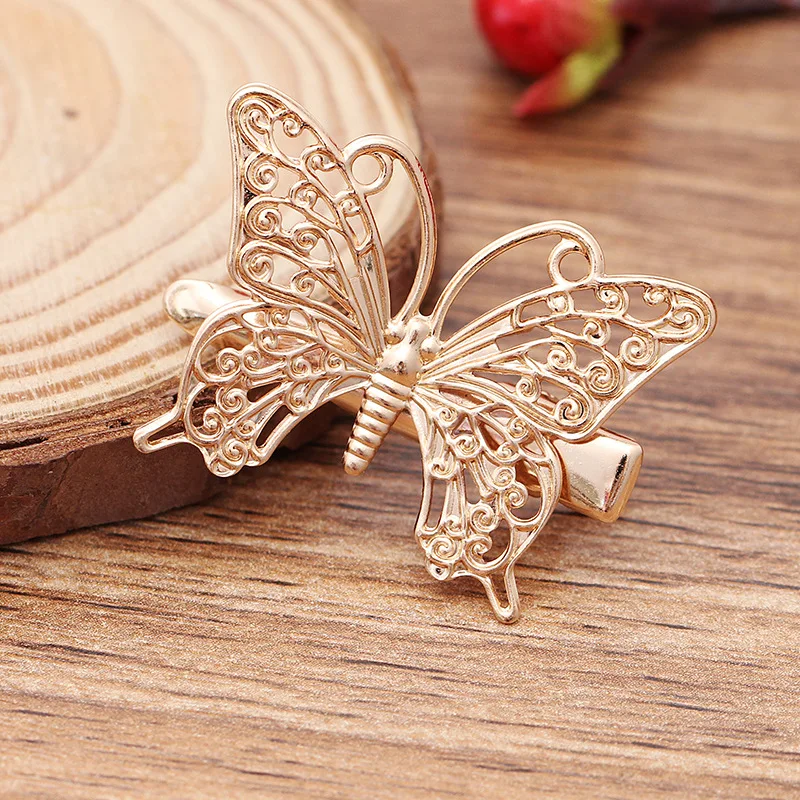 10pc 25*35mm Filigree Butterfly Bobby Pins Metal Clip Crocodile Duckbill Women Hair With Teeth Alligator Clips styling | Украшения и