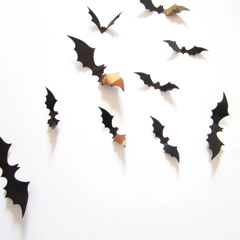 

Black 3D PVC Bat Wall Stickers Home Decor Party Kids Room Living Room Wall Decals DIY Halloween Decoration Sticker