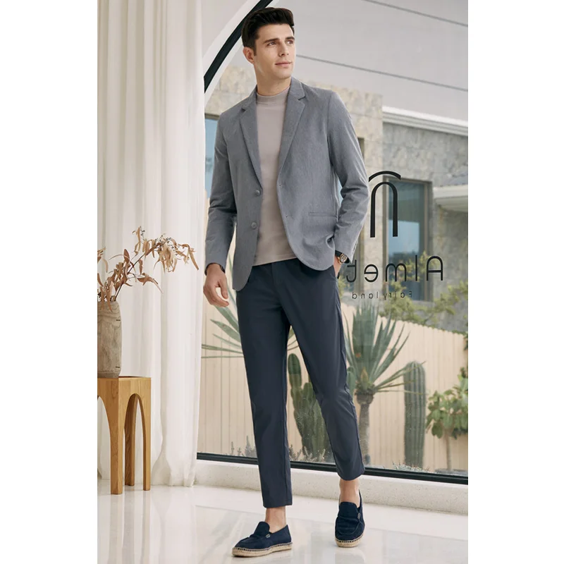 

Men High Quality Blazers Grey Wedding Business Blazer Masculino Treet Wear Social Casual Suit Jacket Slim Fit Costume Homme 2021