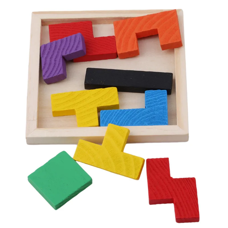 

Children Colorful Wood Tangram Brain-Teaser Puzzle Kids Wooden Tetris Game Jigsaw Puzzle Toy Preschool Children Educational Toy