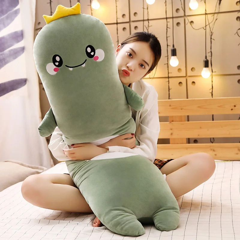 

High Quality Lovely Dinosaur Plush Long Pillow Soft Cartoon Animal Stuffed Doll Sofa Bed Cushion Children Birthday Gift