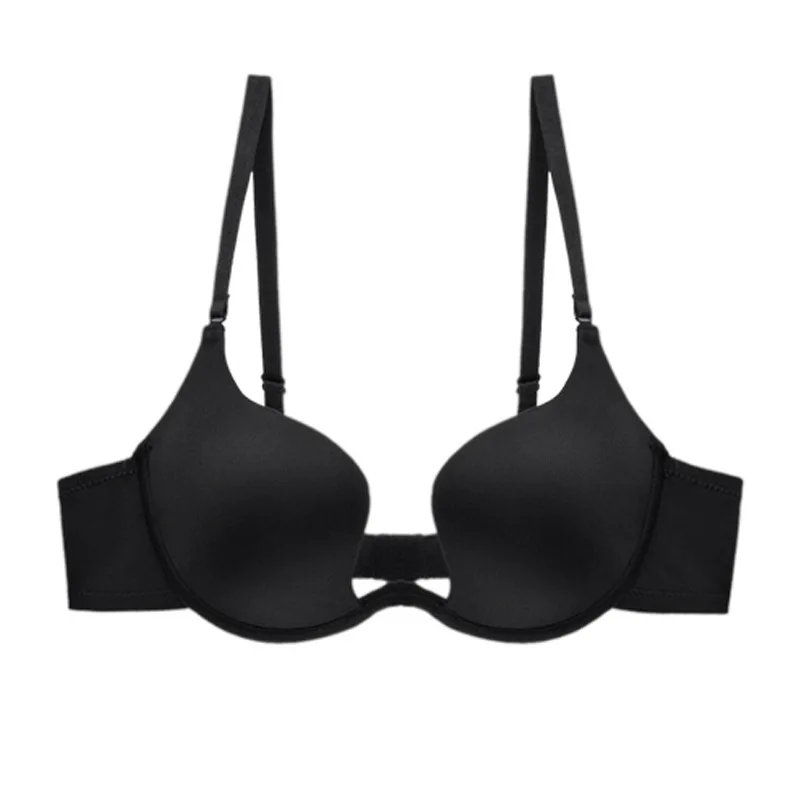 

Fashion Backless Bra Lnvisible Lingerie C D Cup Deep U Sexy Bra U Plunge Half Cup Brassiere Black Women Underwear Push Up Bras