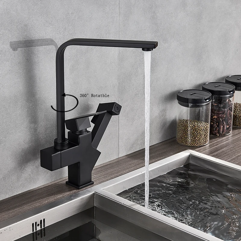 Deck Mout Black Higher Kitchen Faucet hot cold Mixer Tap one Hole single Handle Pull Out Spray Gun Brass Material Lead Free |