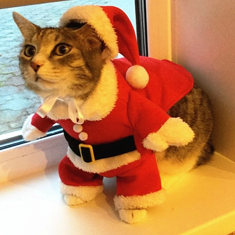 

Christmas Pet Cat Costumes Funny Santa Claus Clothes For Small Cats Dogs Xmas New Year Cat Clothing Kitty Kitten Winter Outfits