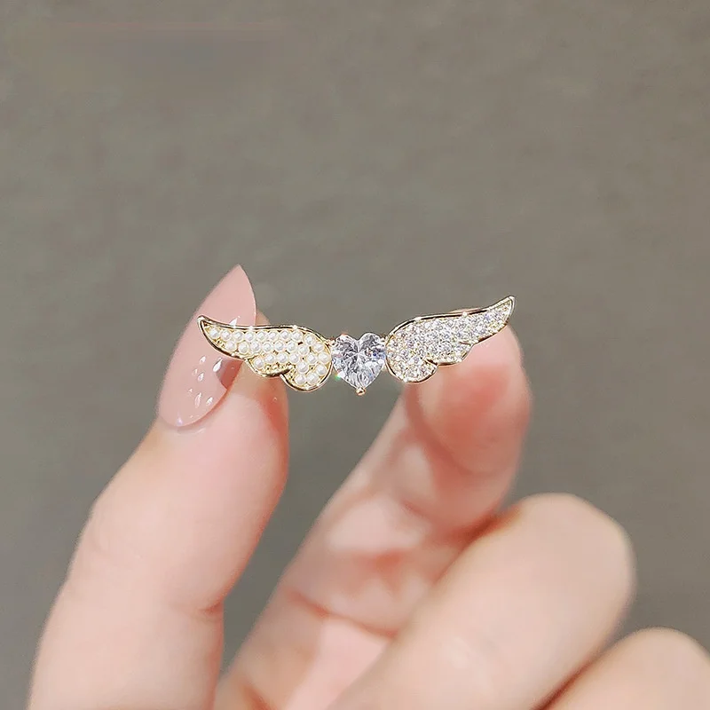 

Simple Personality Angel Wings Crystal Ring Fashion Elegant Lovely Girl Set Heart Zircon Ring Charm Women Cocktail Party Jewelry