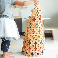 color acrylic cubes blocks gem blocks kids stacked toy natural wood building blocks educational houten speelgoed girl boys gift