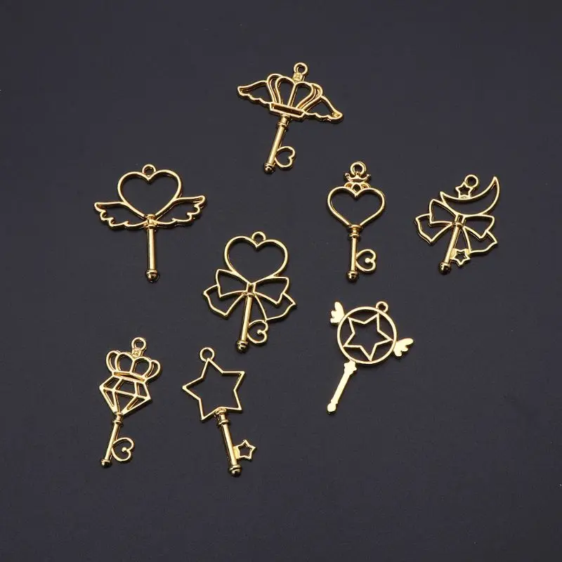 8Pc Magic Wand Frame Pendant Open Bezel Blank Setting UV Resin Jewelry DIY Charm Dried Flower Decorative Hand Crafts - купить по