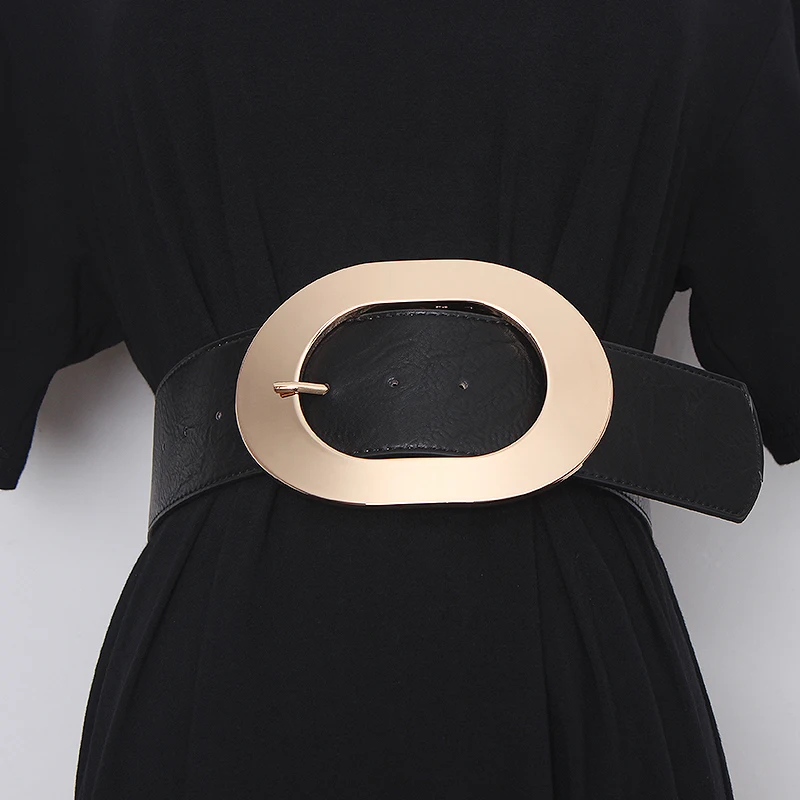 

2020 Designer Oval Buckle Belt PU leather Waist Belt Women Corset Strap Cinch Winter Female Dress Suit Coat Belt Accessories New