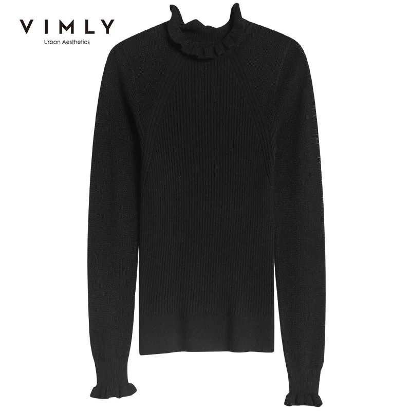 Женский вязаный свитер Vimly элегантный однотонный облегающий пуловер с круглым