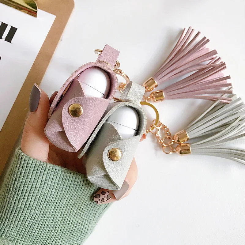 Чехол из кожи с милым декором и бахромой для наушников Apple Airpods 1 2 Pro.