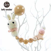 lets make 1pc pacifier chain baby teeting chains crochet rabbit beads wooden clips wood beads teether tiny rod kids dummy clips