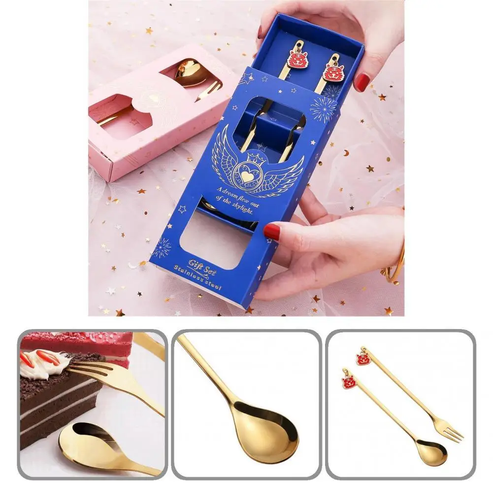 

Coffee Spoon Multi-function Compact Portable New Year Stirring Spoon Fork Cake Spoon for Household