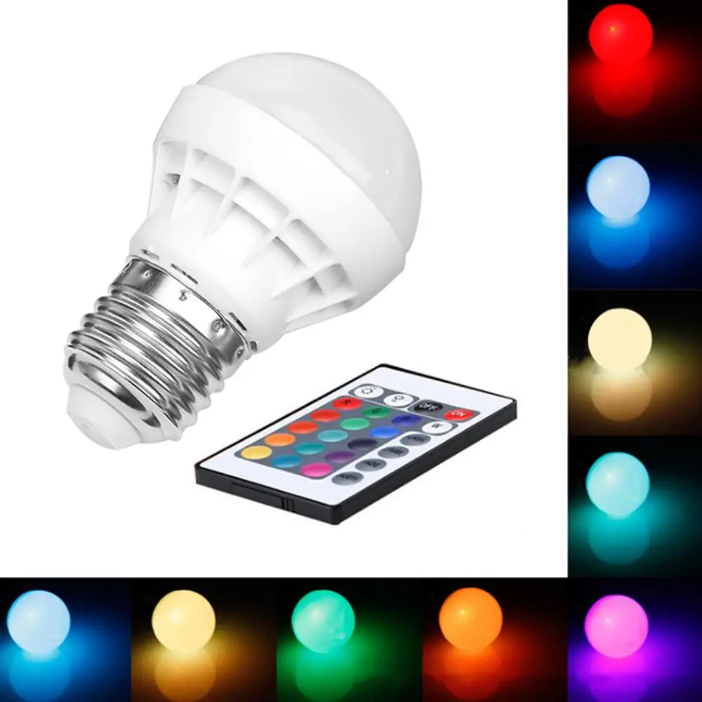 3W E27 E27 3W Double-headed Colorful Auto Rotating RGB LED Bulb Stage Light Magic Ball Disco Lamp for Party Wedding - Color: 3W E27