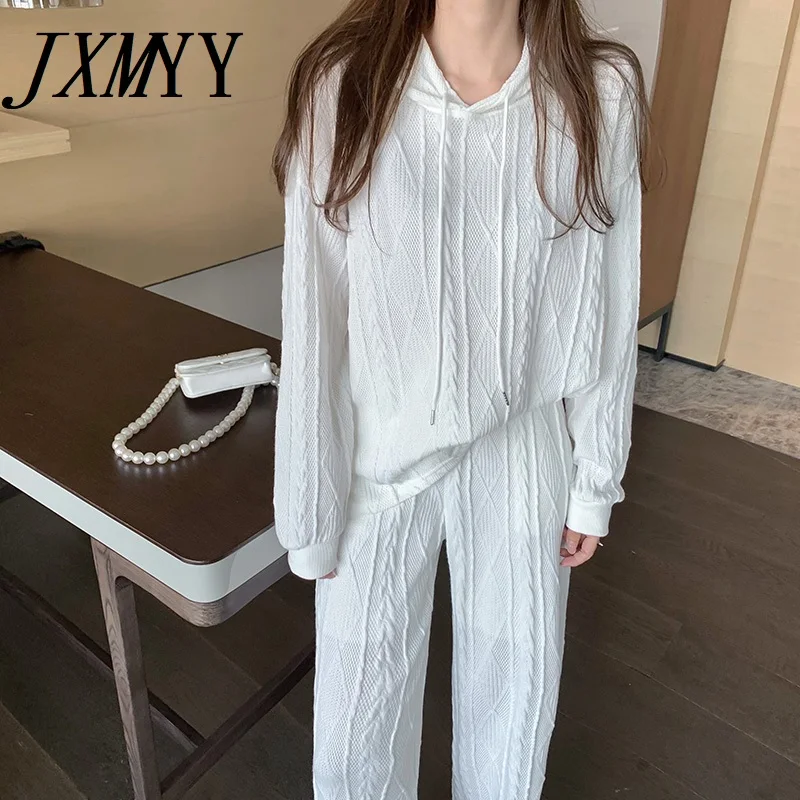 Новые товары для весны и осени простой белый вязаный Топ с капюшоном лунным