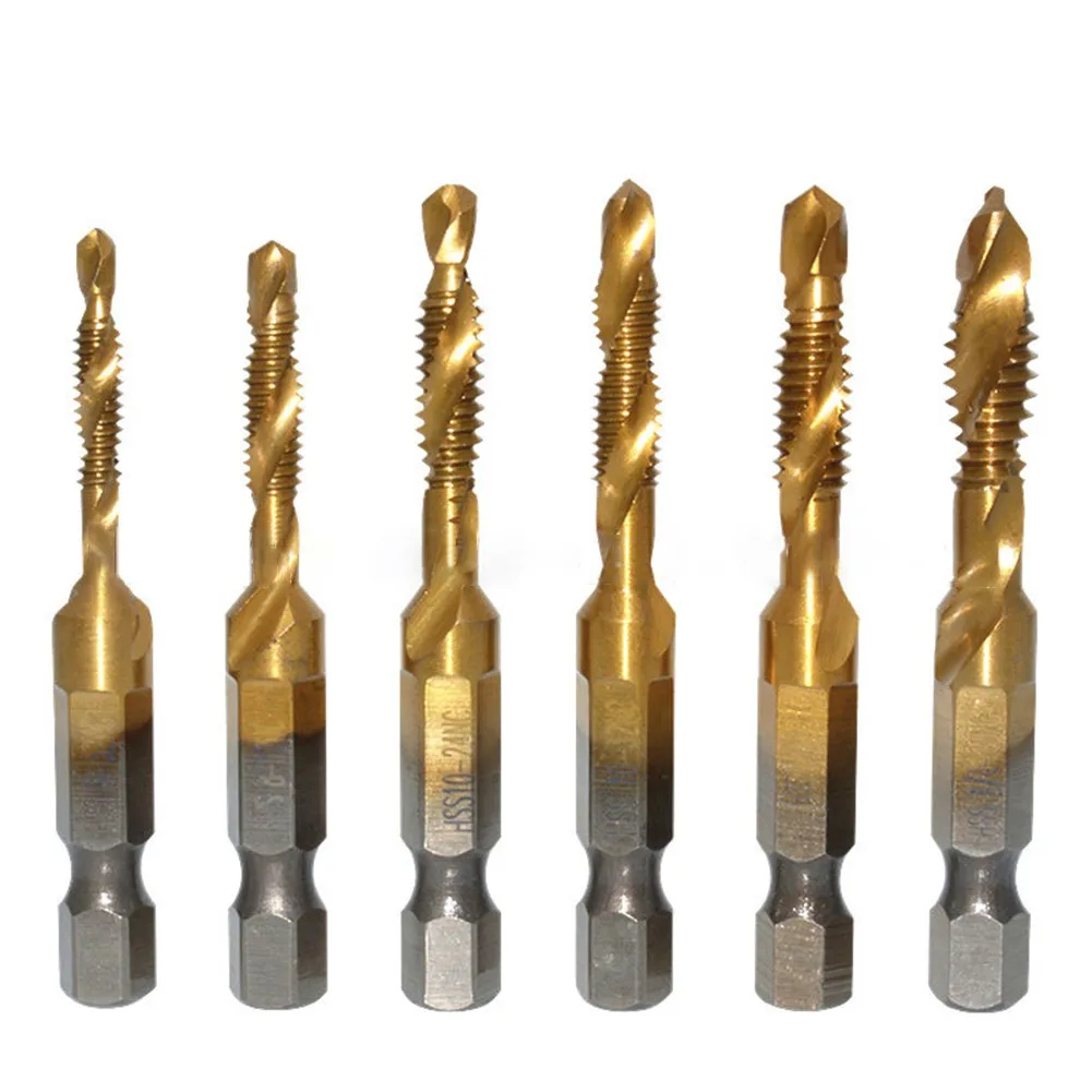

12Pcs High-Speed Steel Hexagonal Shank Drill And Tap Integrated Composite Taps Hexagonal Shank Compound Tap Drill Bit Accessory