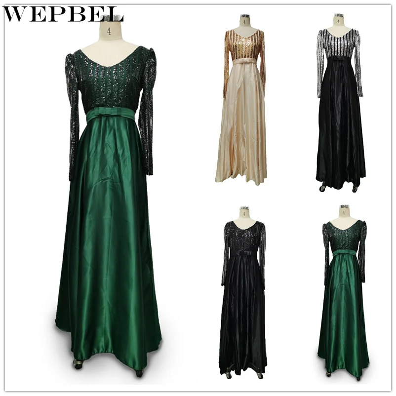 

Женское модное элегантное вечернее платье WEPBEL, лоскутное платье с длинным рукавом, V-образным вырезом и блестками для свадебной вечеринки, п...