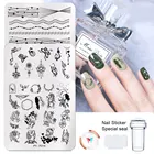 Фотопластины для ногтей с цветочным дизайном и листьями, абстрактный геометрический трафарет, инструменты для самостоятельной Печати из нержавеющей стали