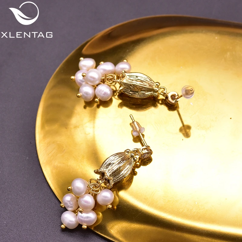 Женские серьги с жемчугом XlentAg роскошные натуральным пресноводным свадебные