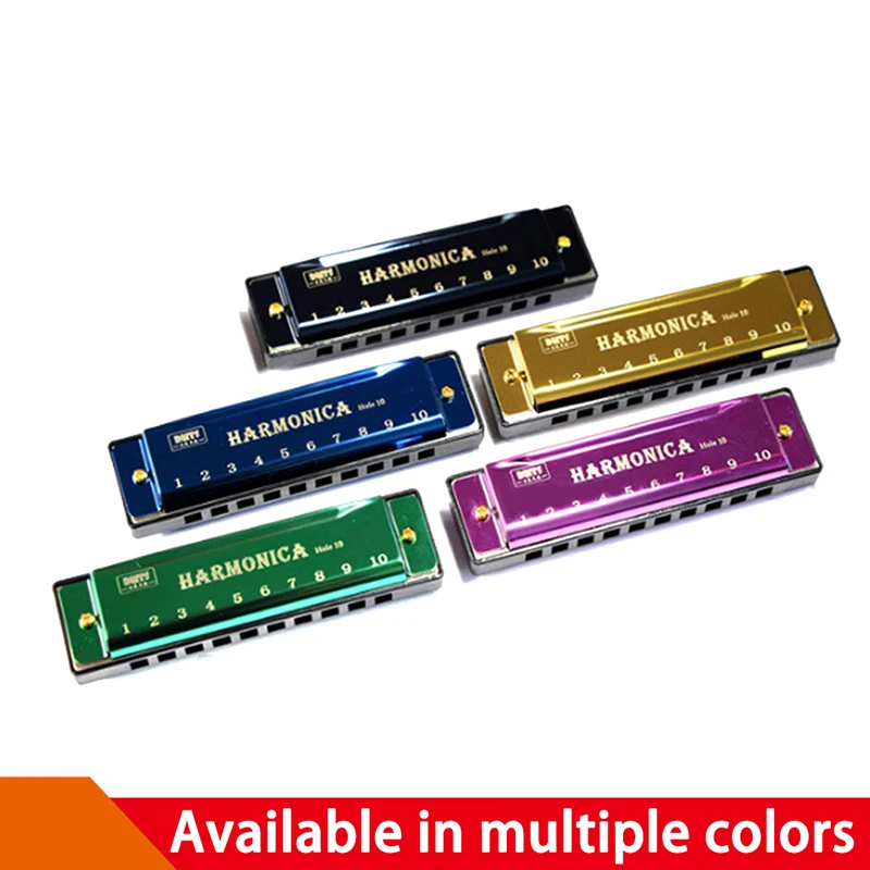 

10-hole C Blues Delicate Harmonica Musical Instrument Educational Toys H4GF