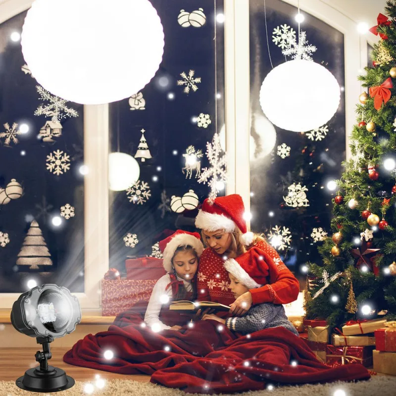 

Practical Christmas Snowfall Projector LED Lights Wireless Remote, IP65 Waterproof Rotatable White Snow For Valentine's Day