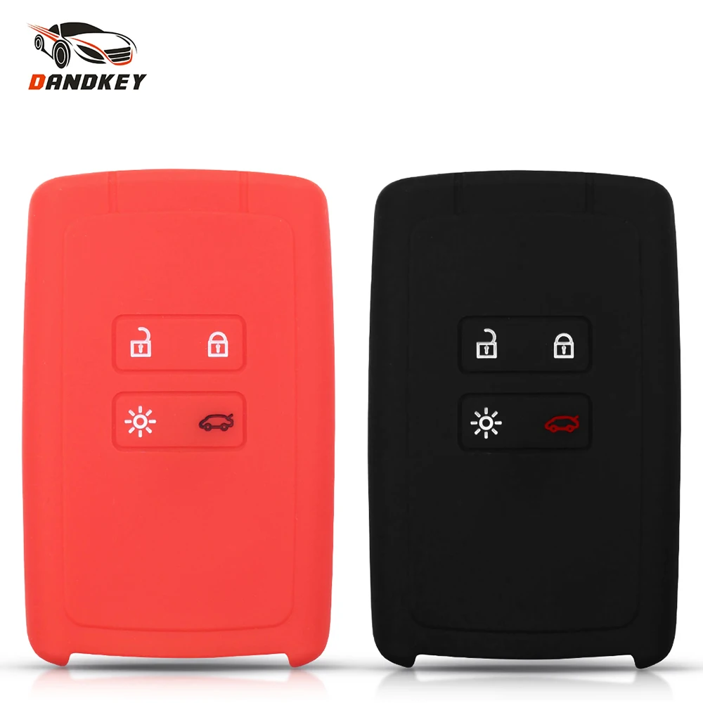 

Dandkey для Renault 2016 2017 Koleos Kadjar, 4 кнопки, силиконовый чехол для автомобильных ключей