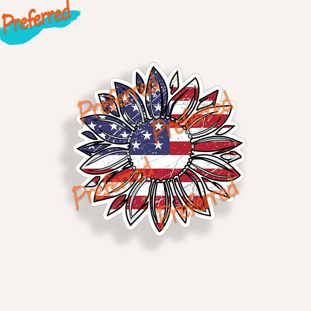 

American Sunflower Sticker Sunflower American Flag Car Vehicle Window Bumper Sticker Logo or Car Sticker Decal
