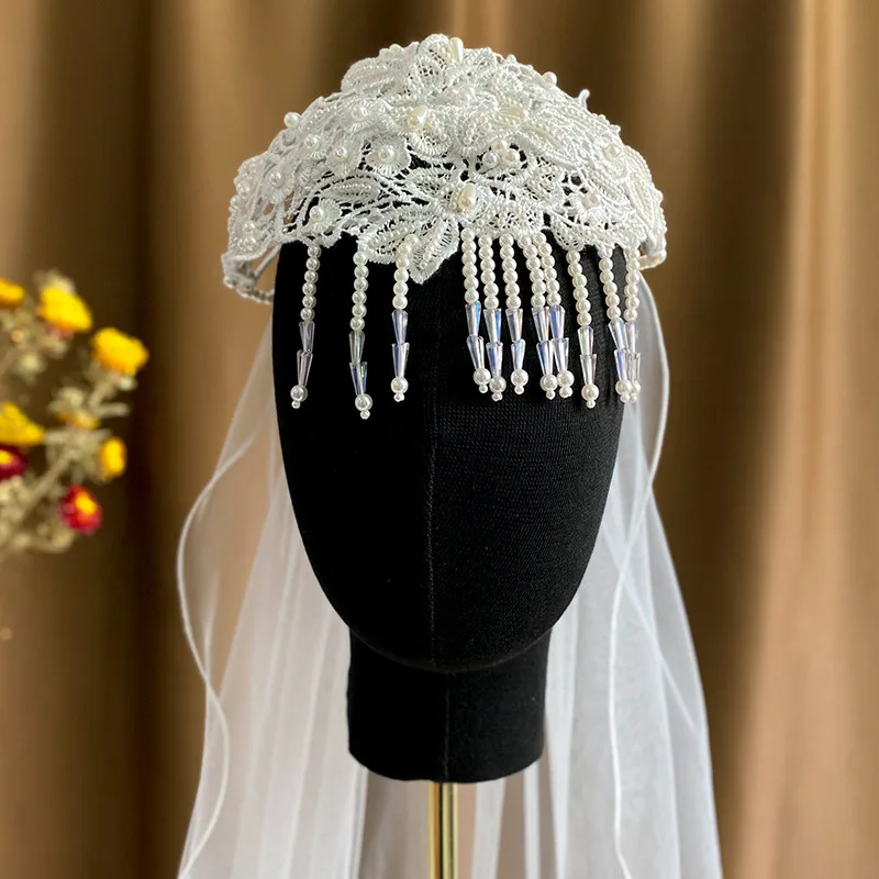 

New super fairy tassel headband hair accessories bride headpiece handmade beaded headband retro long yarn crown luxury jewelry